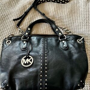 Michael Kors Black Shoulder Bag with Silver Hardware